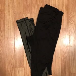 NWOT metallic green/black leggings